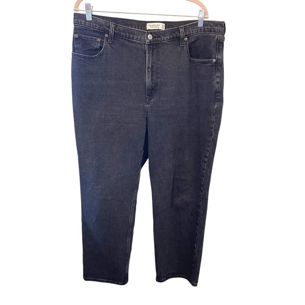 Abercrombie & Fitch Ankle Straight Women's 18 Black Curve‎ Love Ultra High Jeans